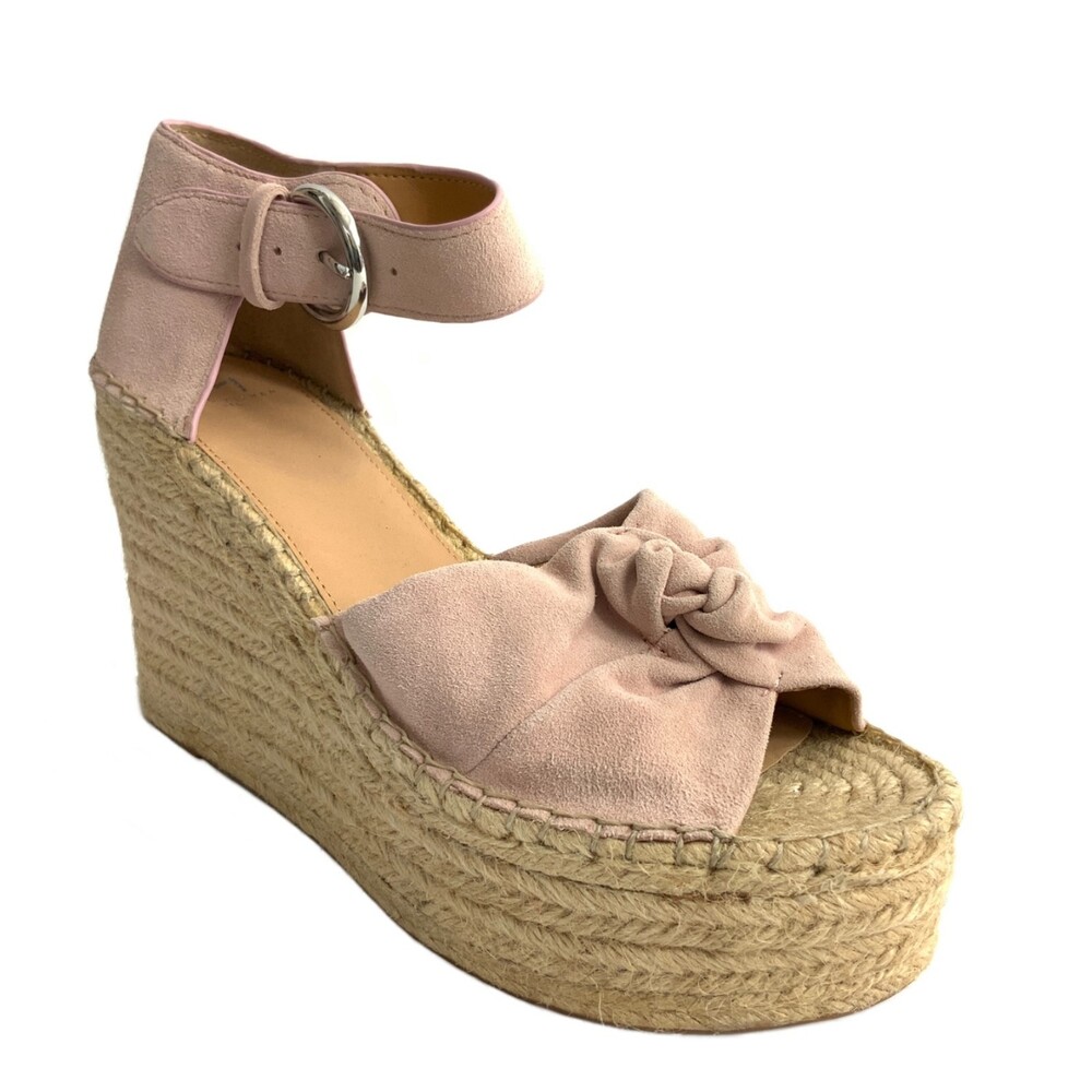Marc Fisher Suede Mlanty Platform Espadrille Wedge Sandals Pink 11